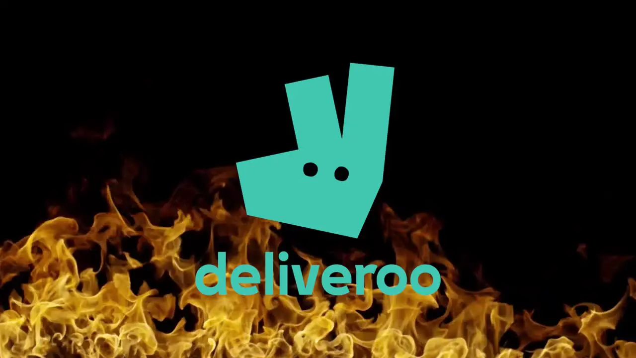 Deliveroo logo icon on fire