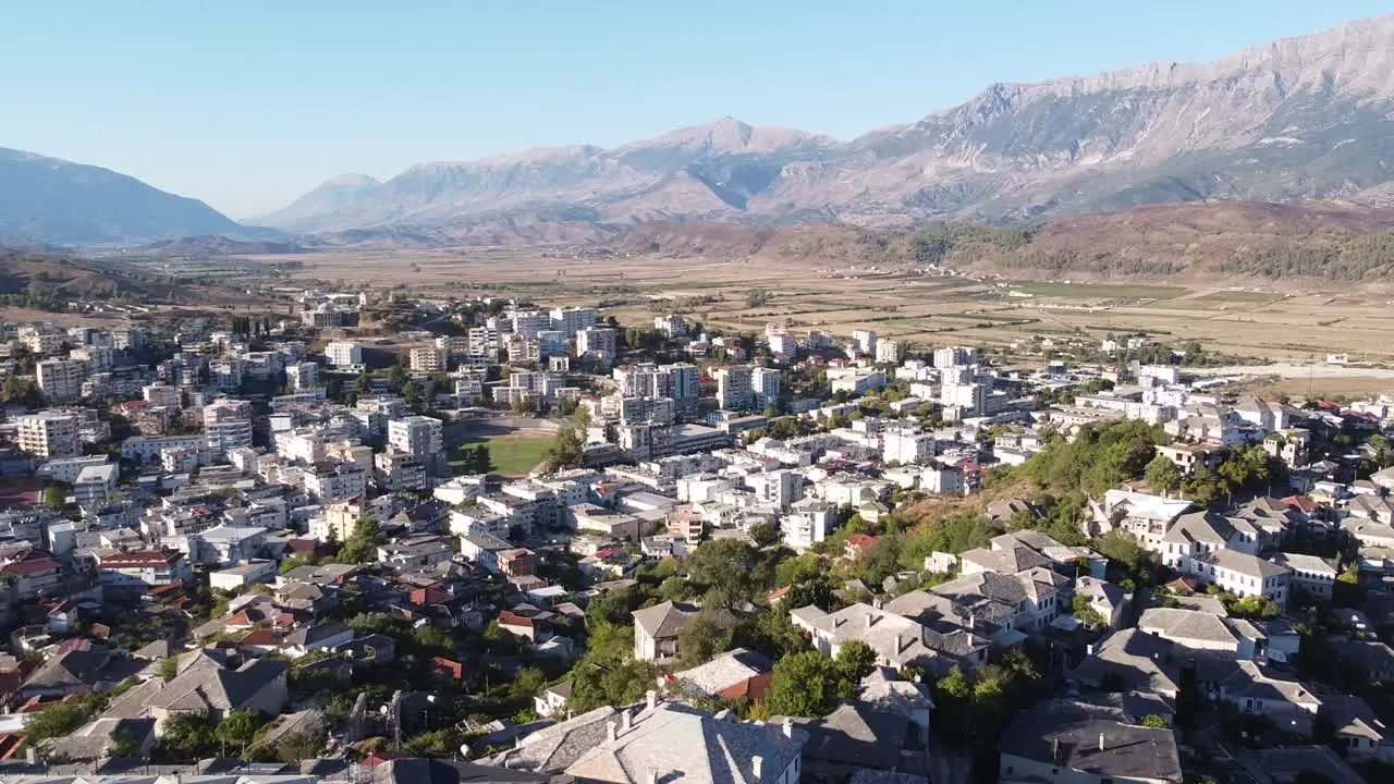 Gjirokaster Cityscape Aerial Drone View of One of the Oldest Cities in Albania