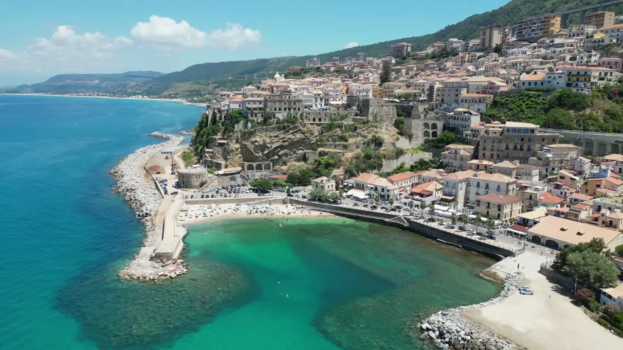 Pizzo Old Town and Coastline of Calabria in Italy Aerial 4k Circling