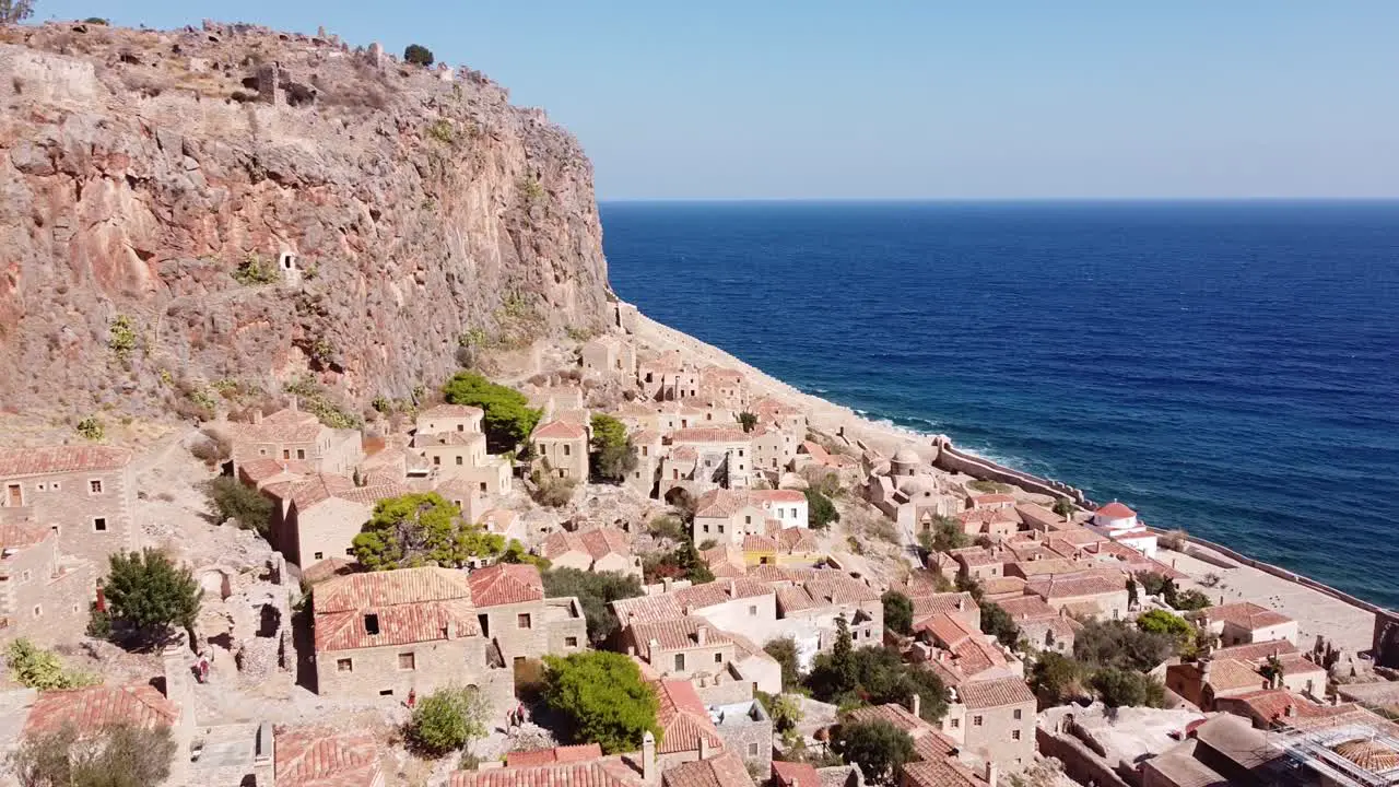 Old Medieval Town of Monemvasia at Lakonia Peloponnese Greece Aerial