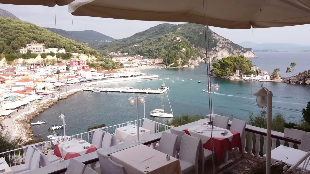 Fly through Restaurant in Parga Epirus Greece Aerial Reveal