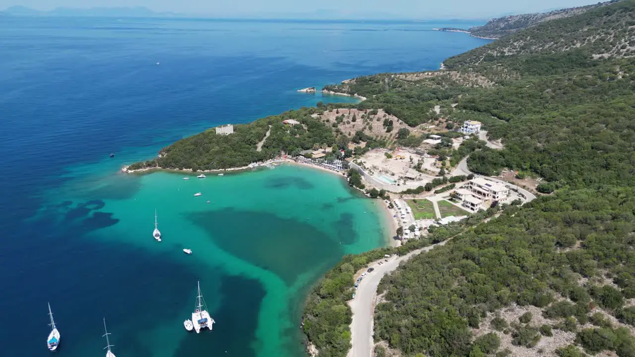 Syvota Coastline and Holiday Resort in Epirus Greece Aerial