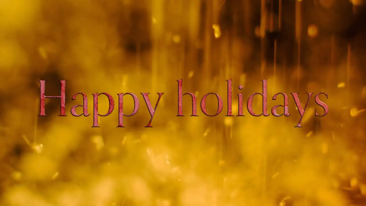 Animation of happy holidays text over snow falling on ground