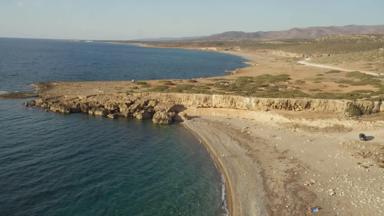 Mediterranean Sea Beach and a Beautiful Peninsula in Cyprus Slow Motion Wide