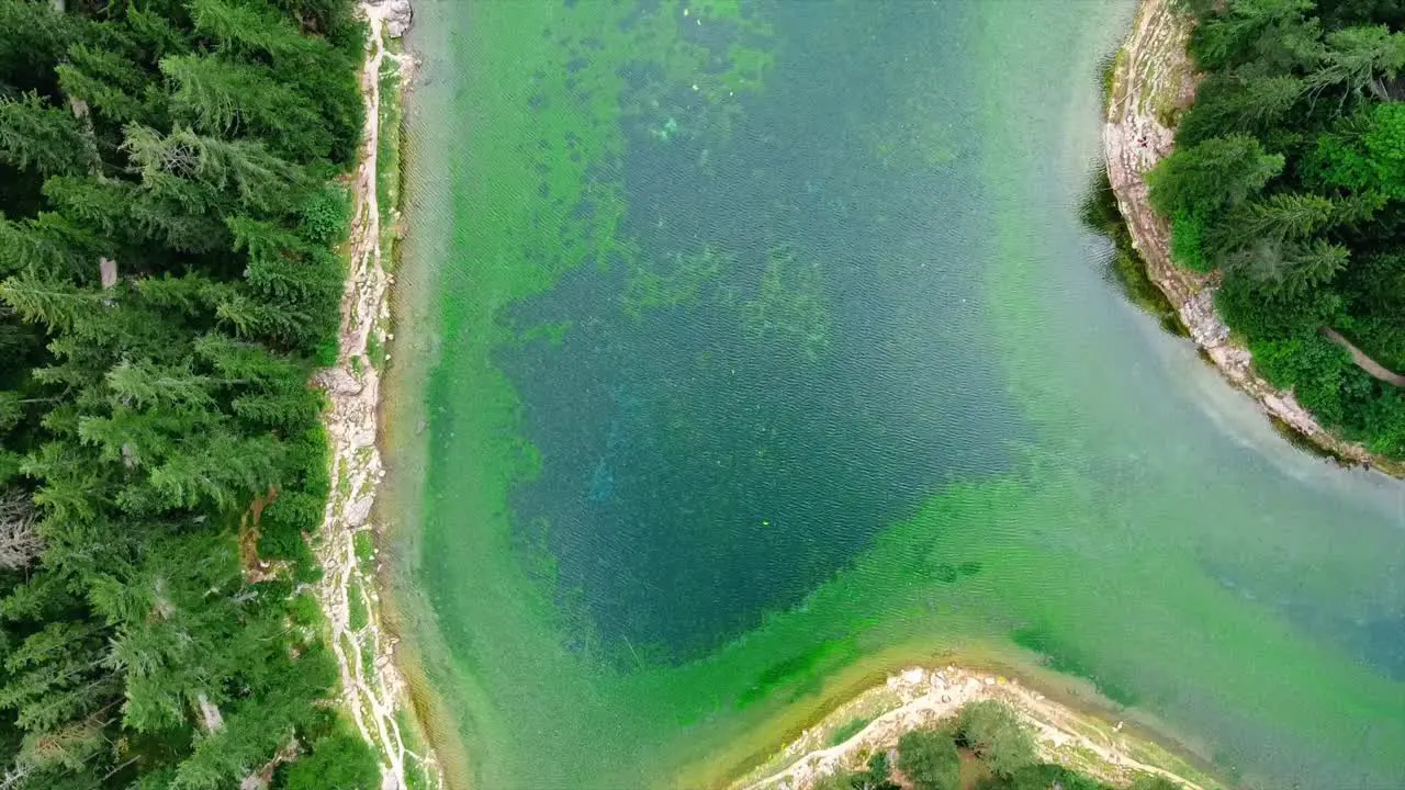 AREAL Green Lake Styria Austria birdseye view shot forward movement