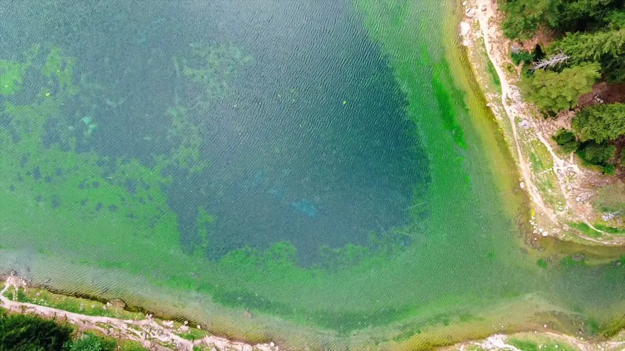 AREAL Green Lake Styria Austria birdseye view shot boom up