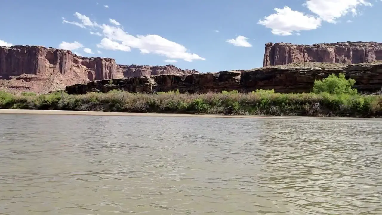 Pan of sandstone rock from river in Utah