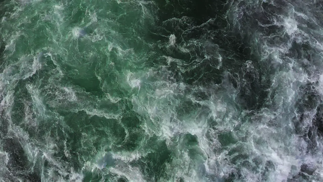 Slow Motion Birdseye shot of the roaring waterfall Rheinfall at Schaffhausen in Switzerland