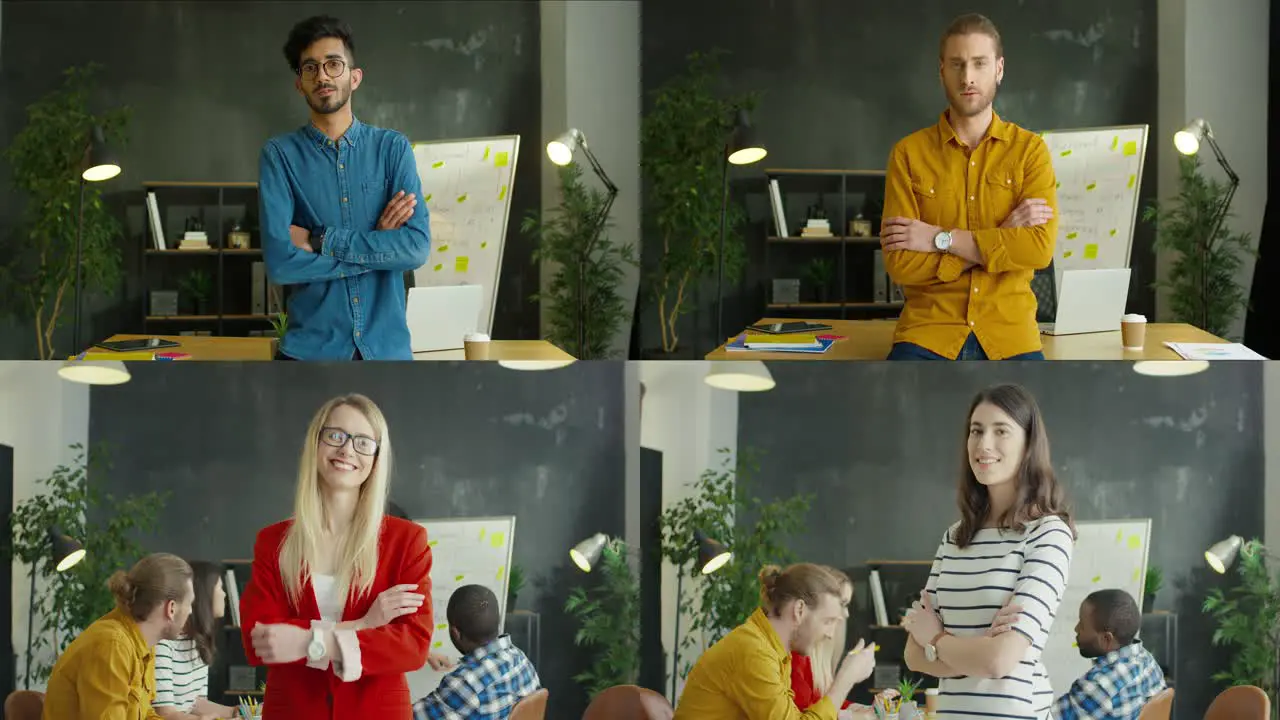 Different Male And Female Office Workers Smiling To Camera At Office