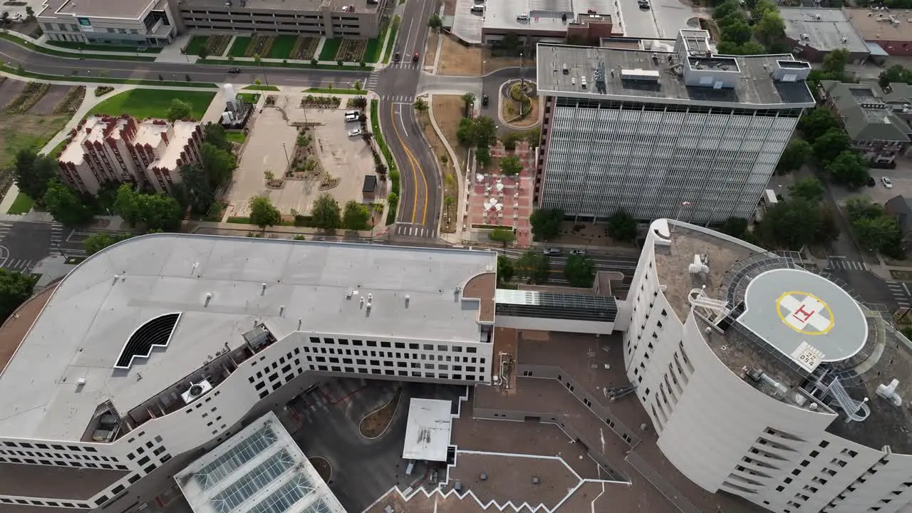 Heliport and Denver clinic in healthcare district of City Park West drone riser