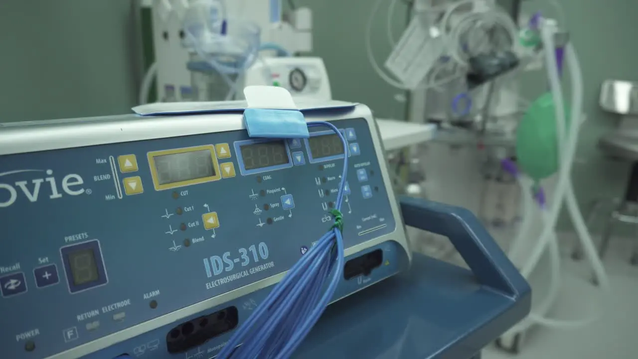 Electrocoagulator electric scalpel machine inside a tidy operating room