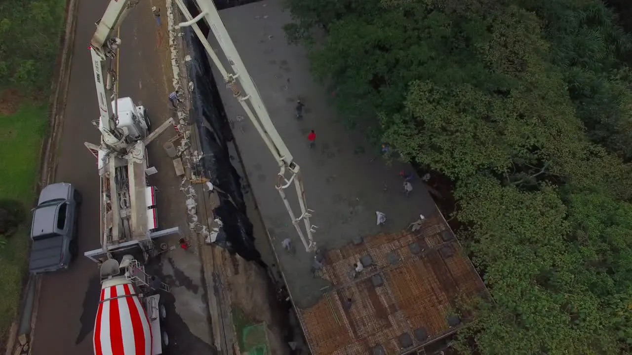 aerial view with drone of the activity of masons on site Xalapa Veracruz Mexico