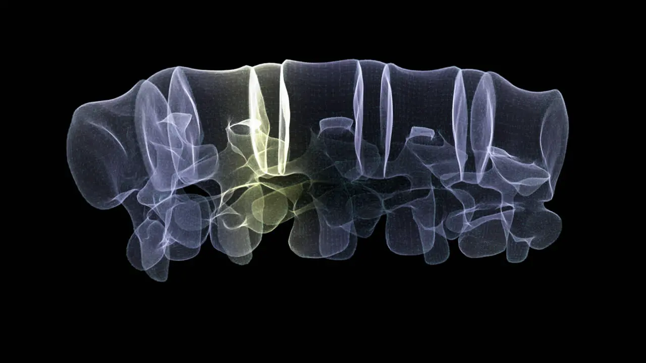 Futuristic holographic X-ray tomography scanning patient's Backbone for health evaluation simulation medical examination and assessment in full rotation loop with alpha channel medical concept