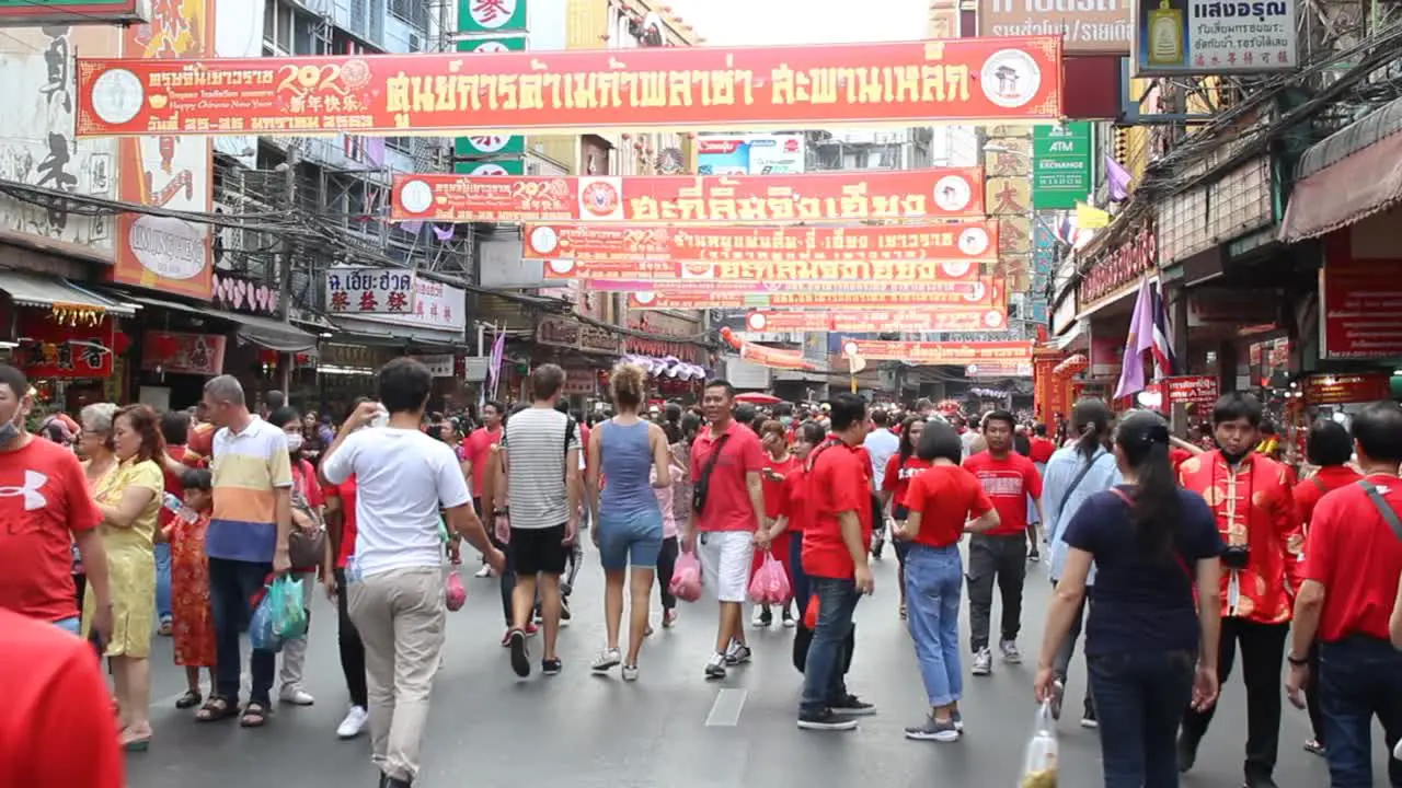 Large Crowd Of Thailand People Celebrate Chinese New Year