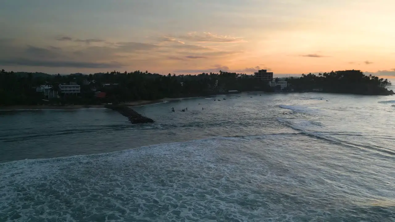 Early morning fishermen aerial in Sri Lanka