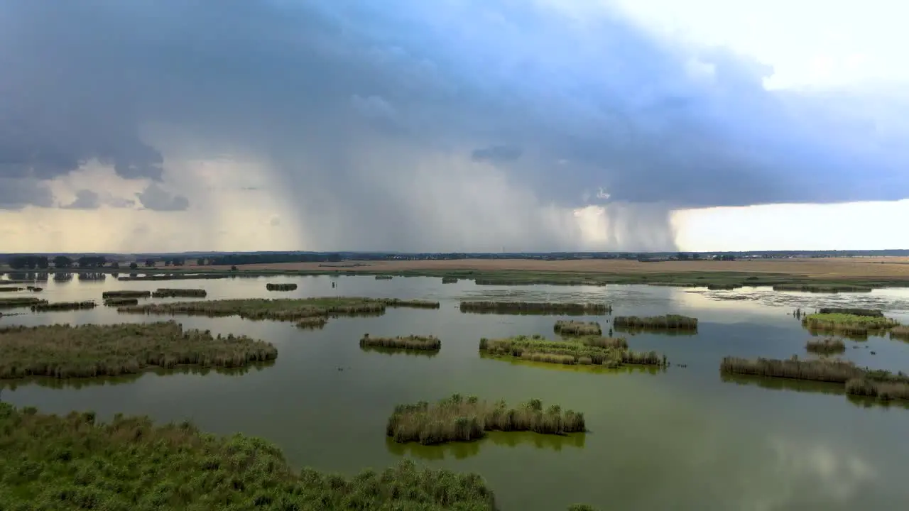 The aerial flight towards the heavy storm