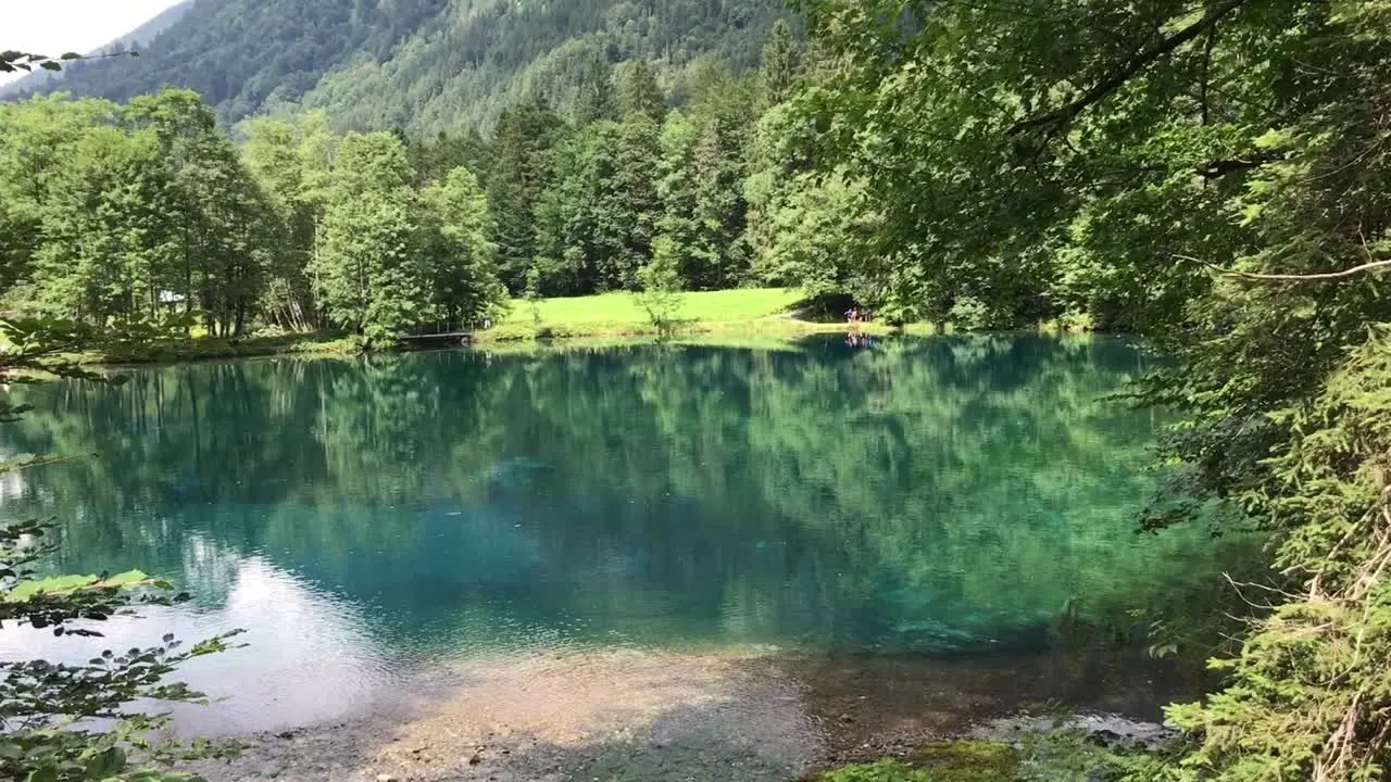 Wide shot of a mountain lake near Oberstdorf Germany