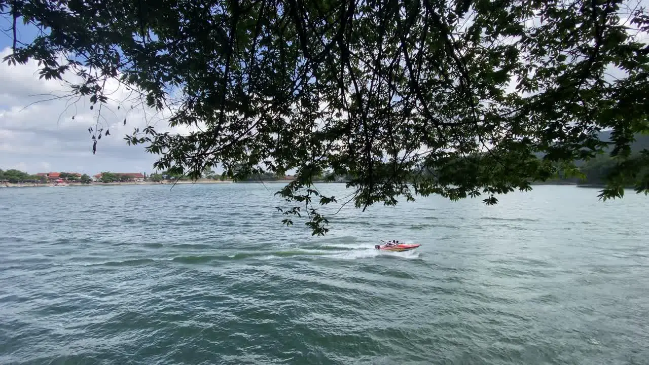 Beautiful view of the Sarangan Lake tourist attraction in Magetan East Java Indonesia