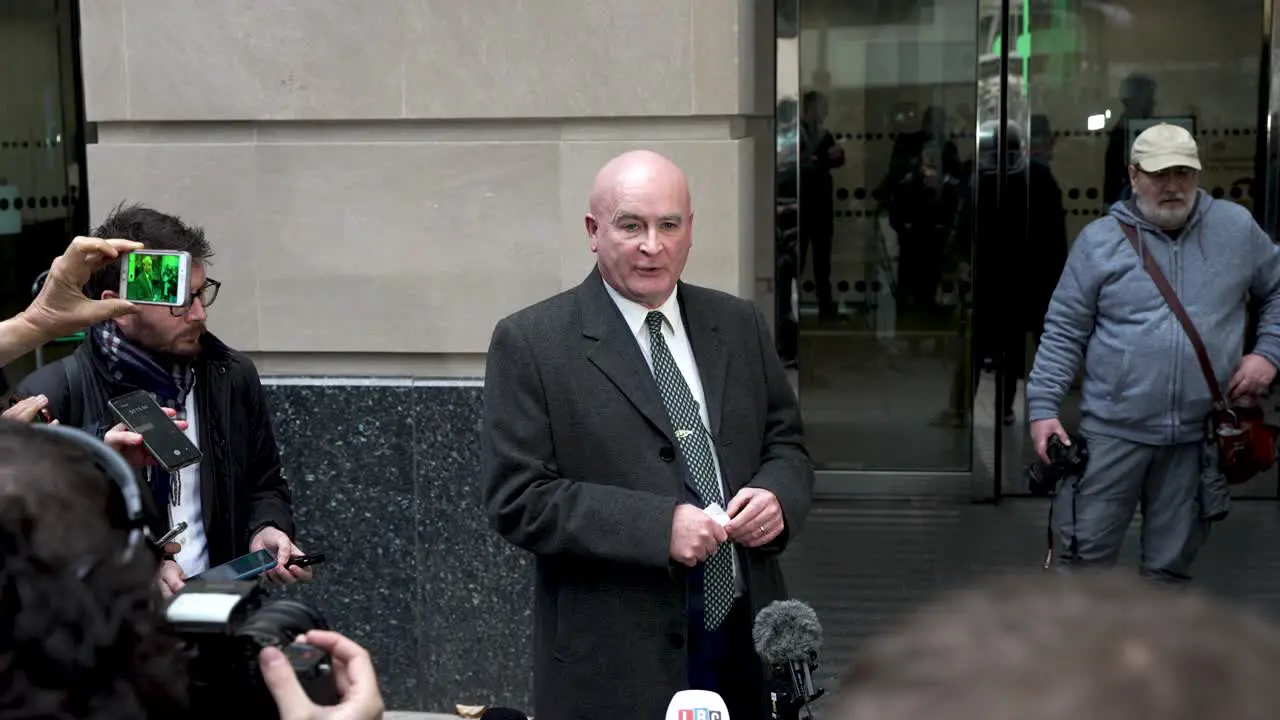 24 November 2022 RMT General Secretary Mick Lynch Speaking To Journalists Outside Department For Transport About Industrial Action