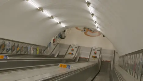 Empty Escalators At Underground Tube Station In London UK