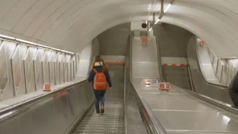 Commuter Passengers On Escalators At Underground Station Of London Euston UK