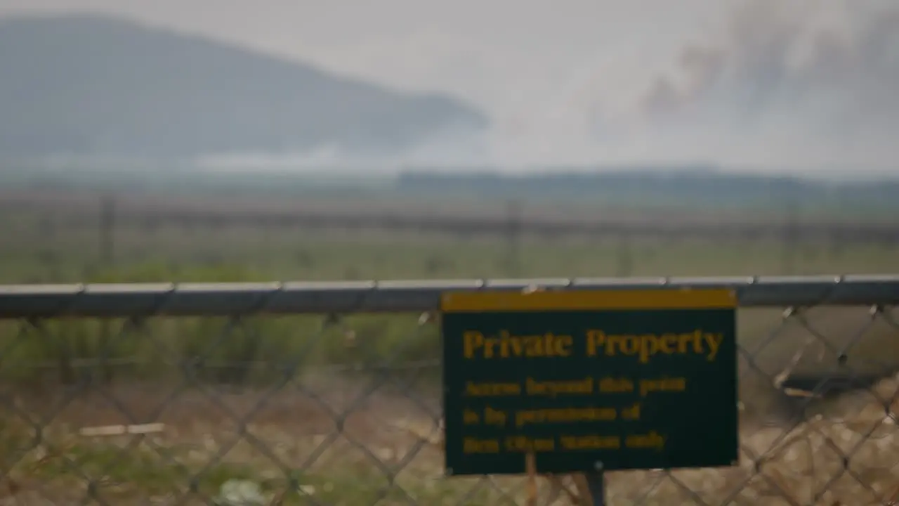 Pukaki Downs New Zealand emergency fire forest during 2023 view from private property fenced land smoke at distance over pine tree forest