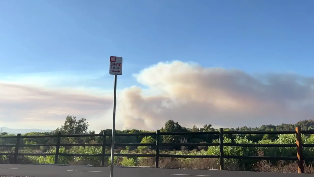 Route Fire in Castaic cloud of smoke above Santa Clarita low angle view wildfire