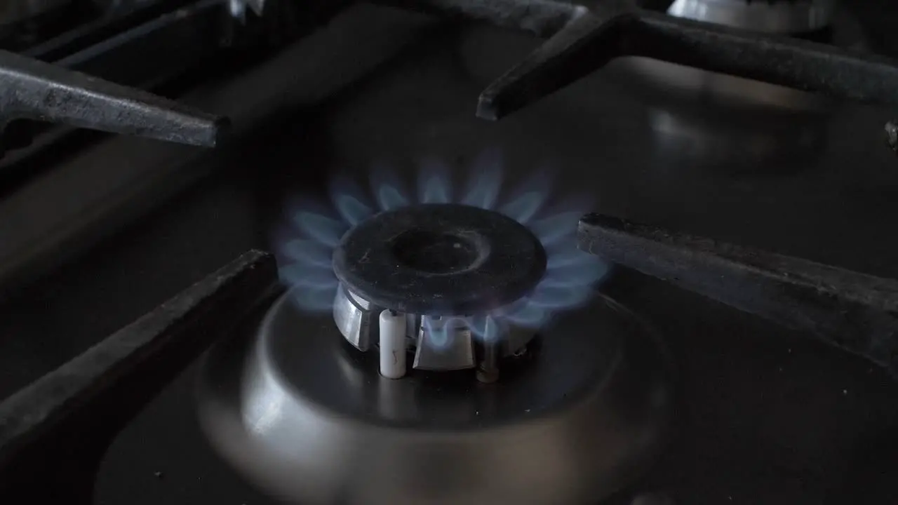 Blue Flames Of A Gas from Small Ring on a Gas Cooker