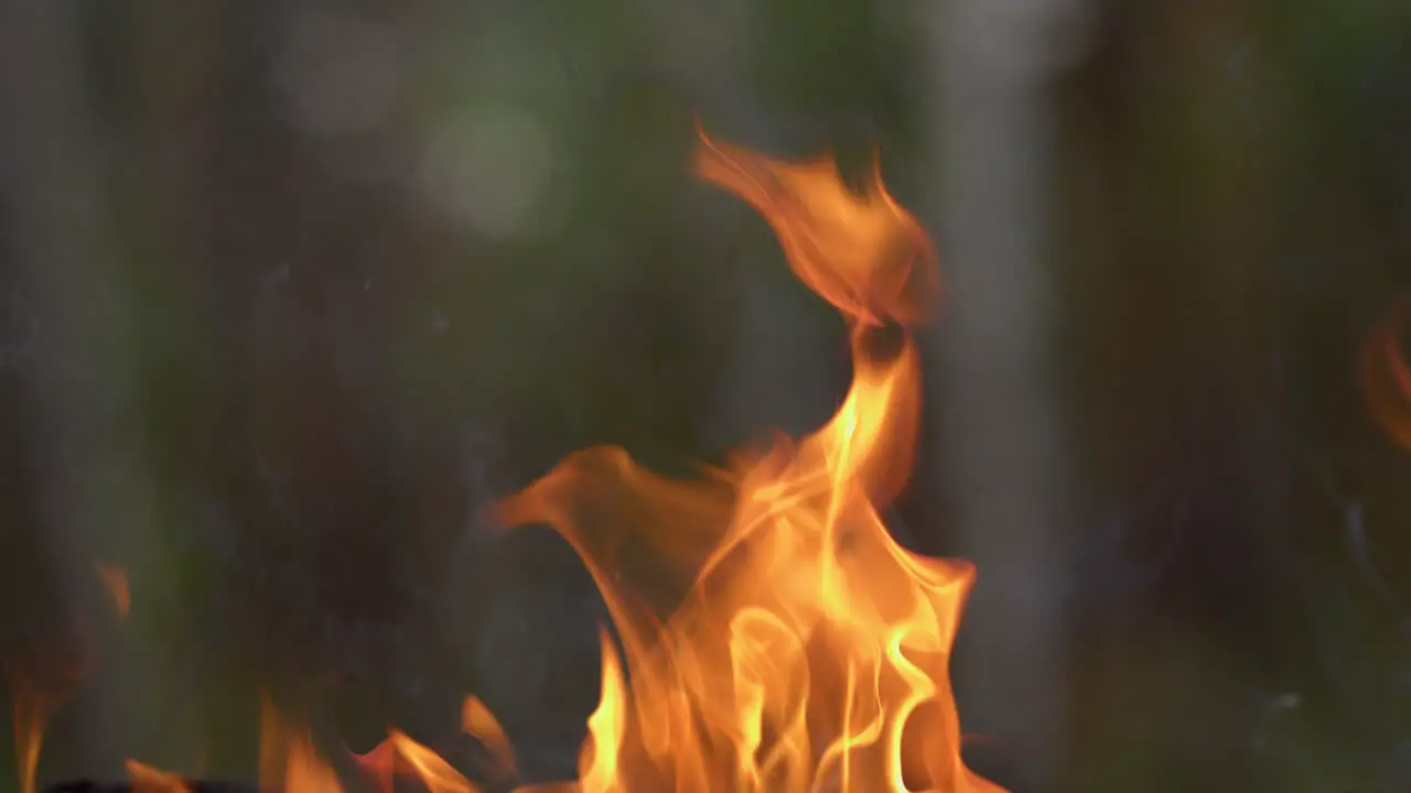 Closeup of fire flames burning background in slow motion