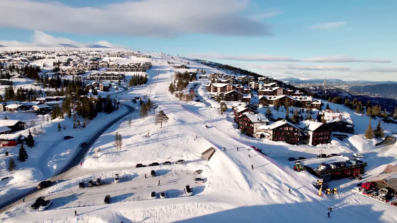 Cinematic view of a ski slope in Norway's Norefjell mountain