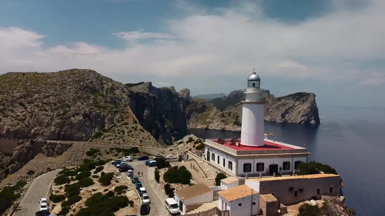 Lighthouse Mallorca Spain Cap De Formentor Drone Orbit Summer