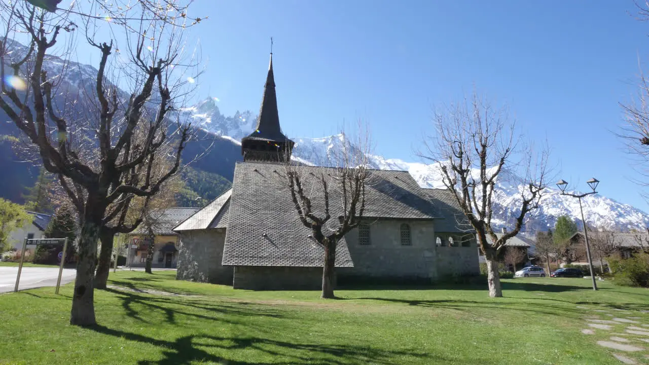 France Chamonix Church And Alps