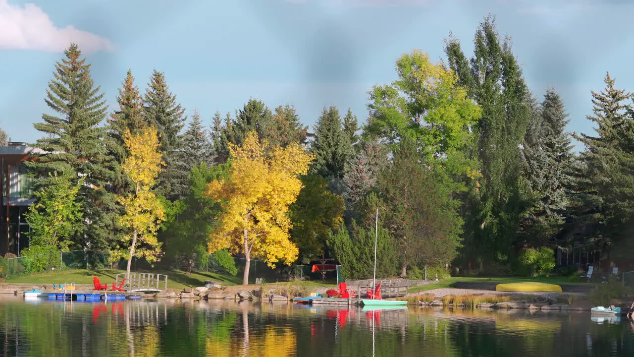 Calm lakeside beach on a mild summer day in Canada