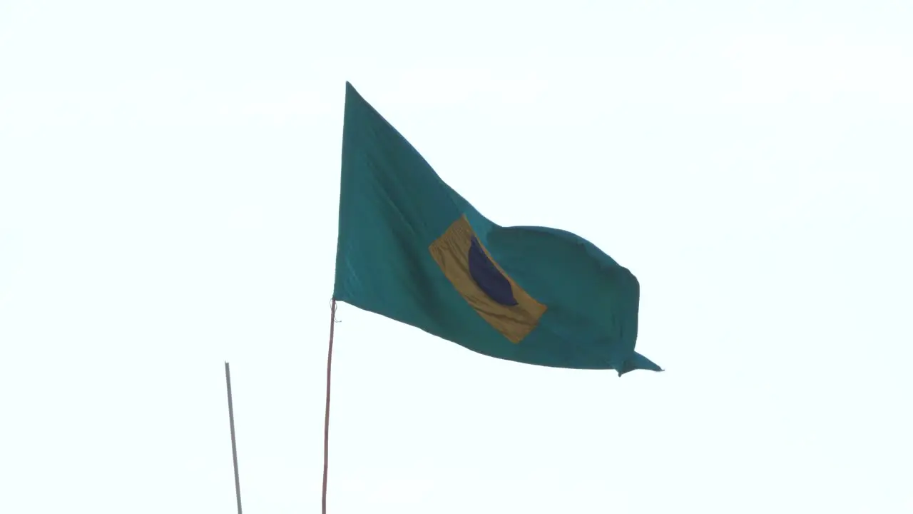 Brazil Flag Waving In Wind At Malir Karachi