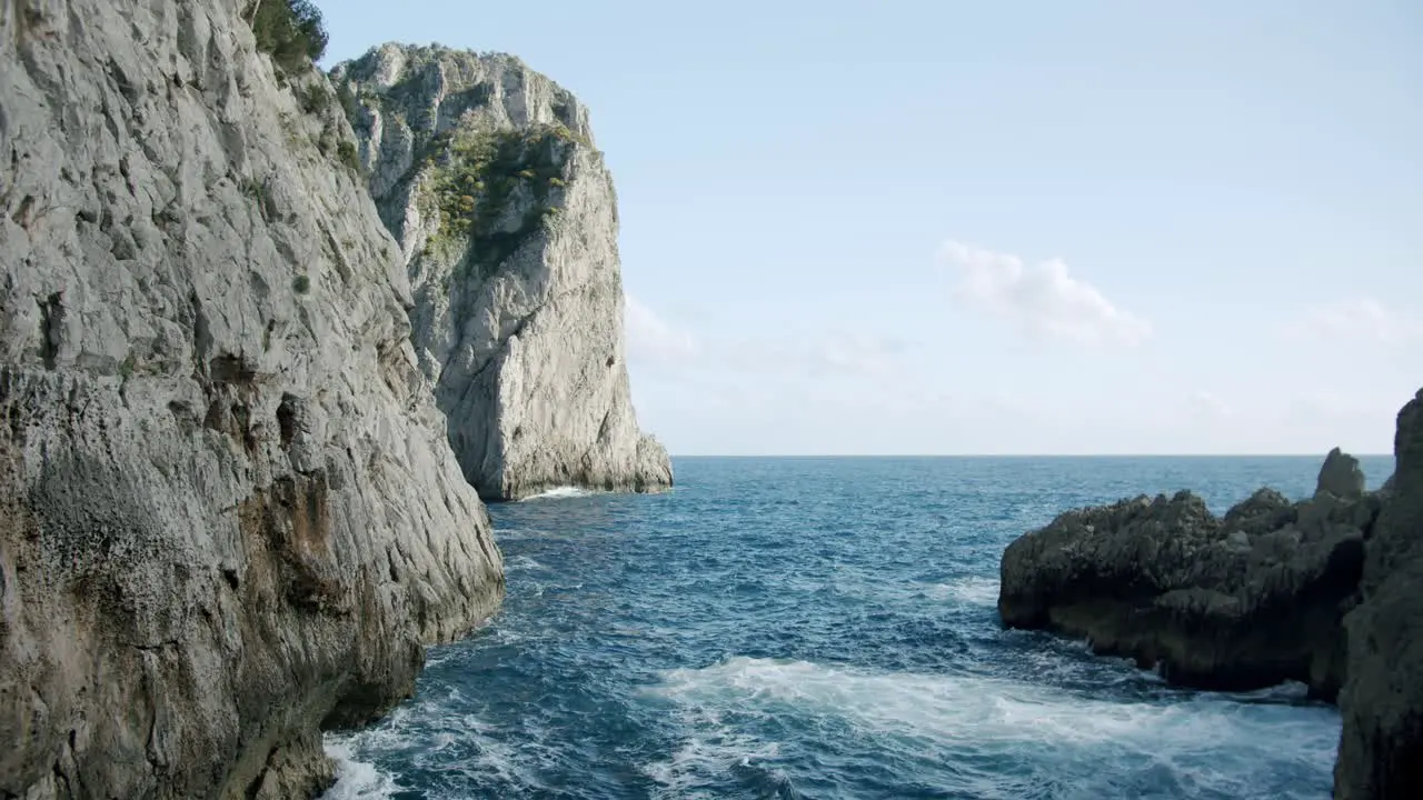 Side view of the Faraglioni in Capri in Italy during a sunny day in spring