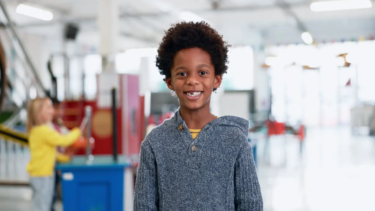 Smile face and a child at a science fair