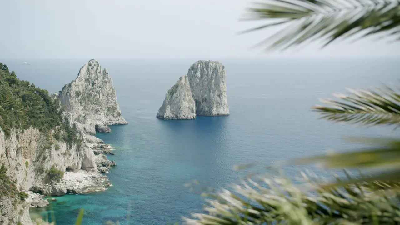 Beautiful view of the Faraglioni in Capri during a windy morning in spring