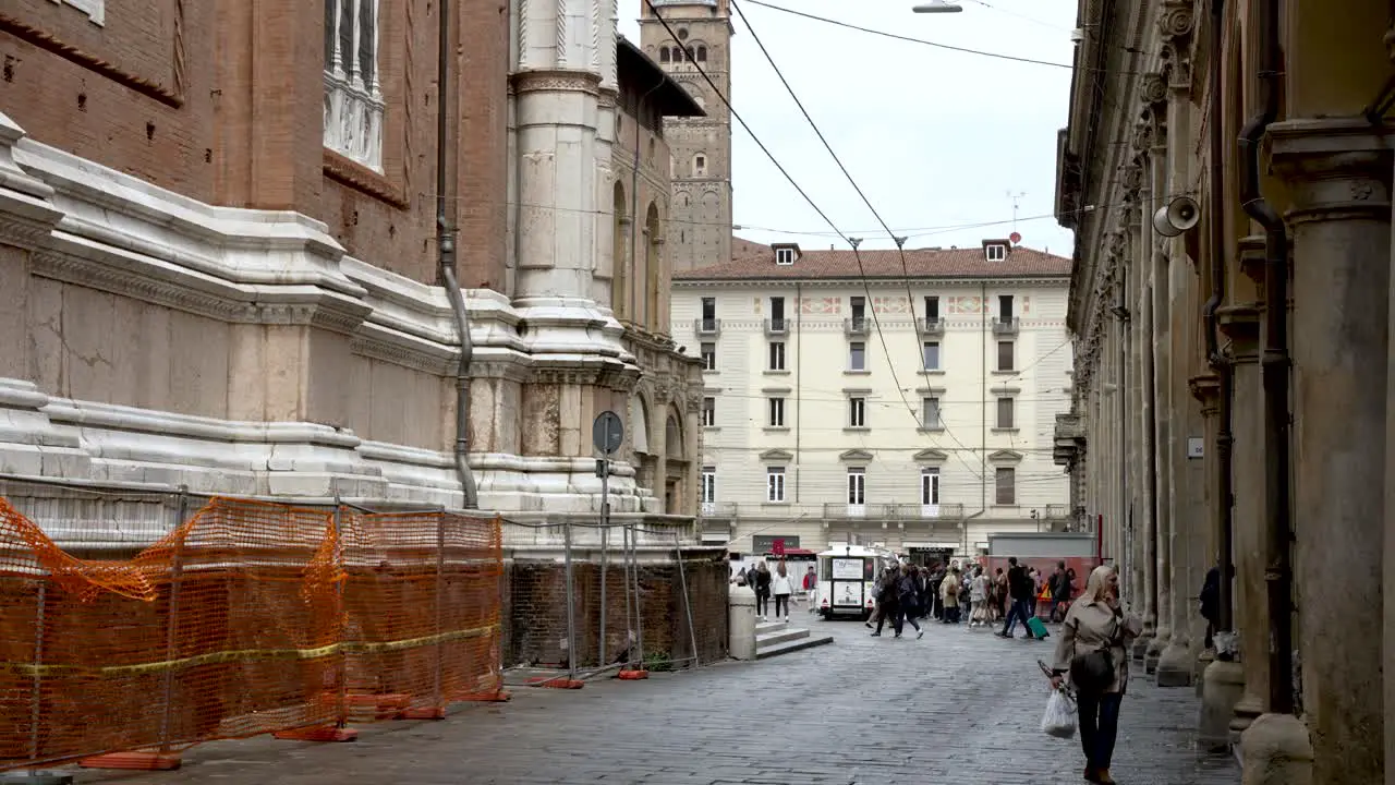 View Looking Along Via dell’ Archiginnasio Towards Piazza Maggiore In Bologna