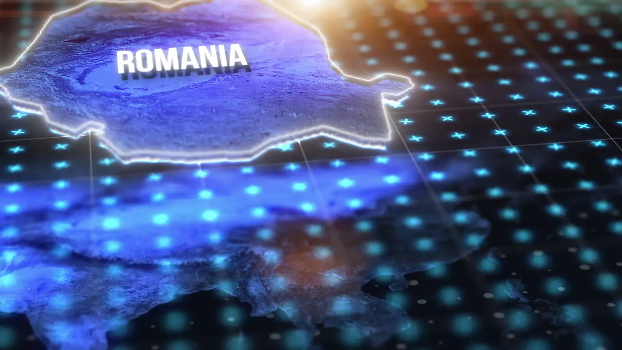 Digital map and Romania on an information