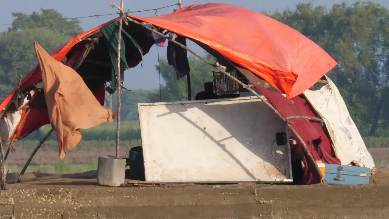 View Of Makeshift Camp Made By Local Due To Flooding In Sindh Pakistan