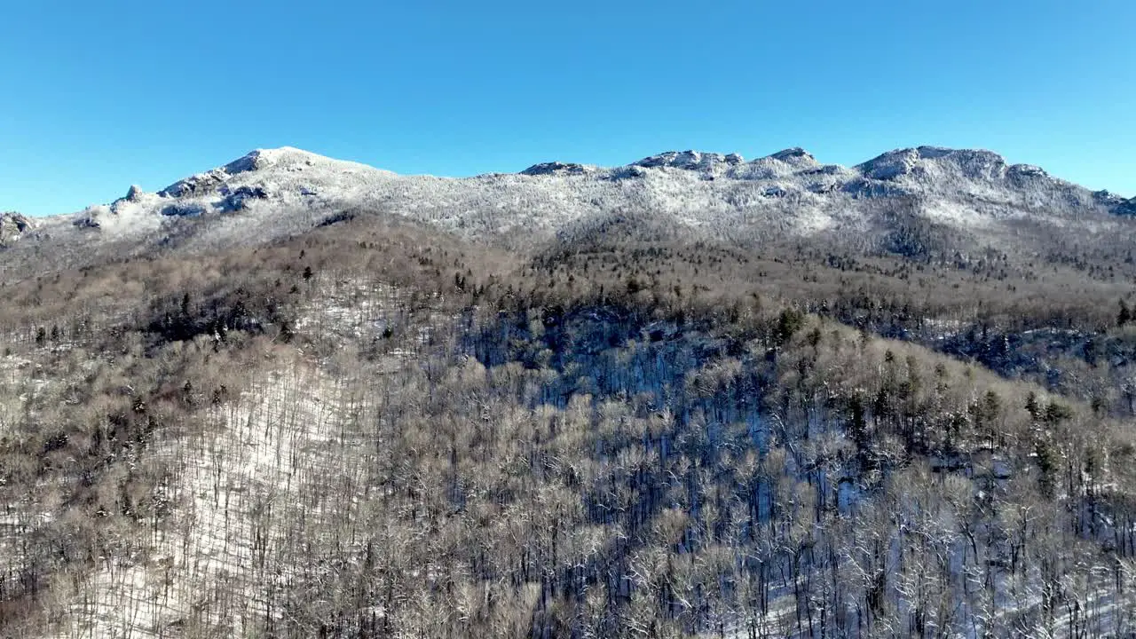 aerial wide shot grandfather mountain nc north carolina in winter