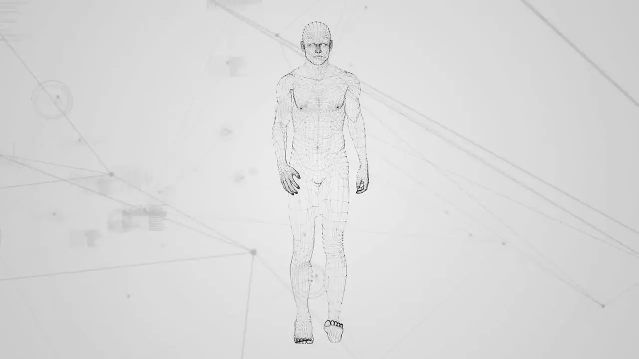 Human prototype walking against data connections