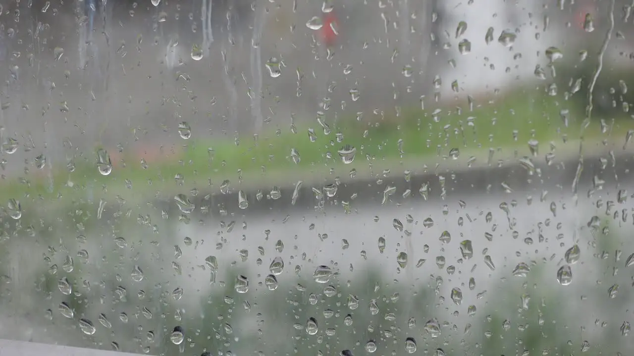 Rain drops on window  rainy day 