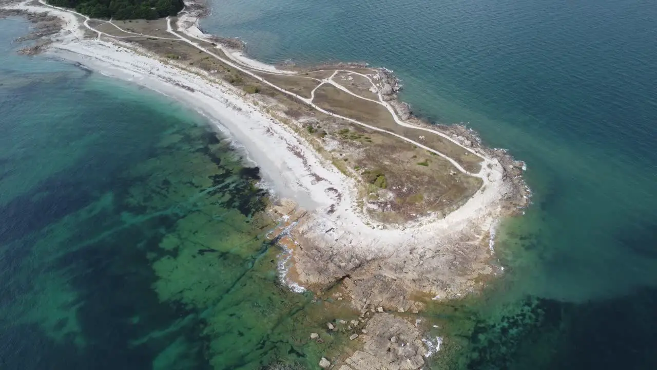 Drone view of the peninsula of quiberon at cape pointe du conguel in brittany in france