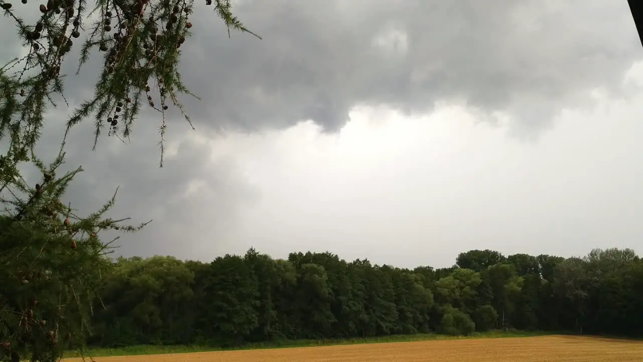 Rain clouds over a field