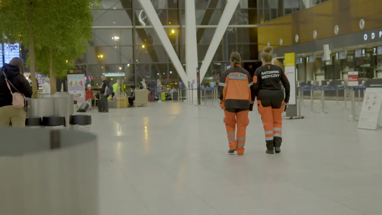 Emergency Medical Workers Seen Walking Through Gdansk Airport Terminal