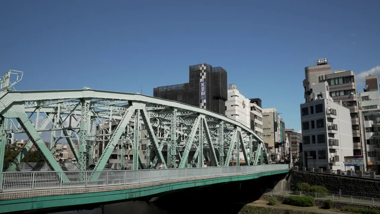 Saigawa-Ohashi Bridge In Kanazawa Japan On Clear Sunny Day