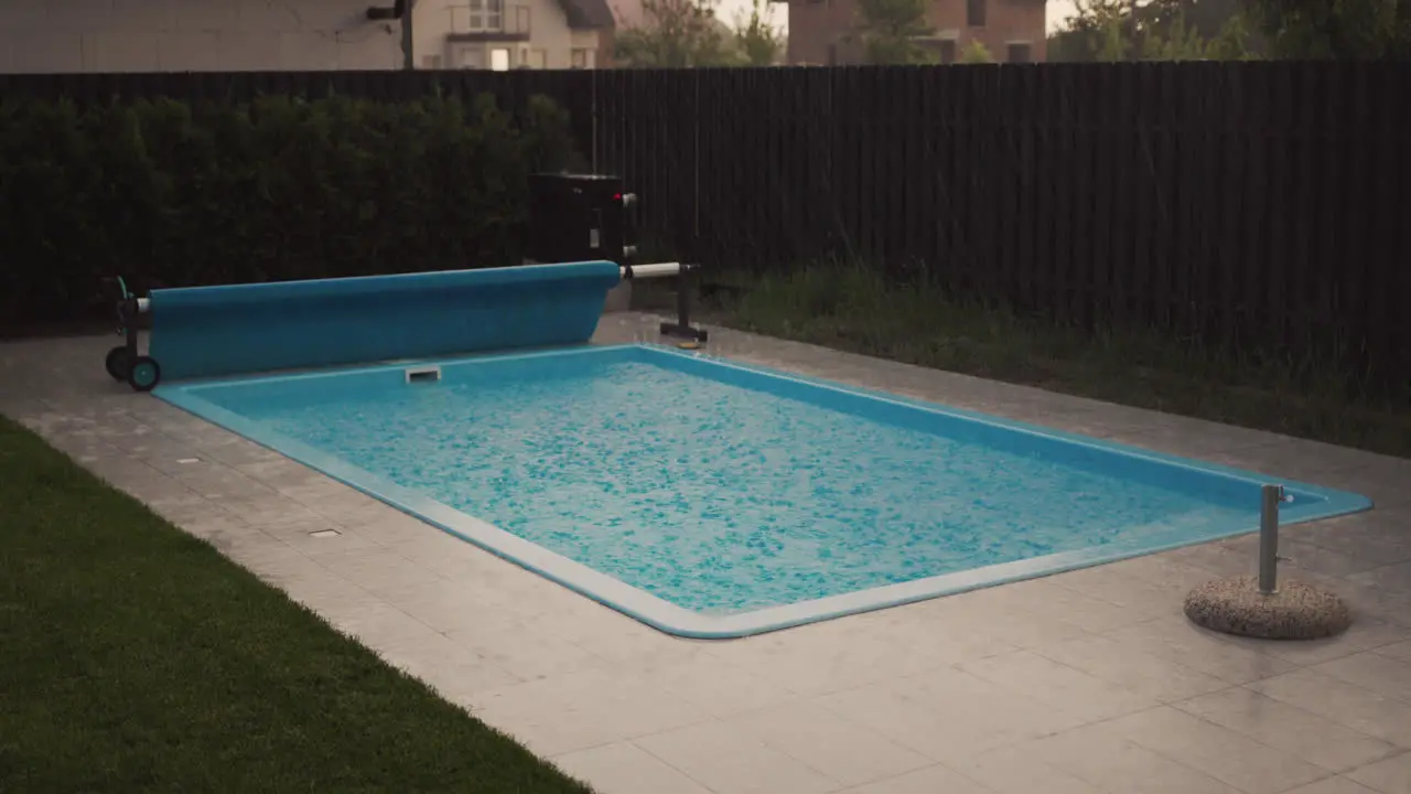 Heavy rain pours water into the pool