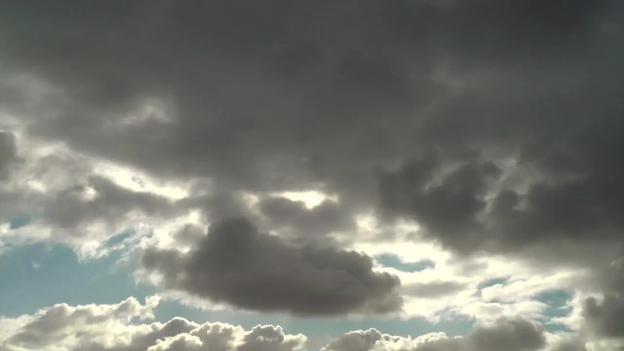 Grey and white clouds moving across the sky and in front of the sun Australia