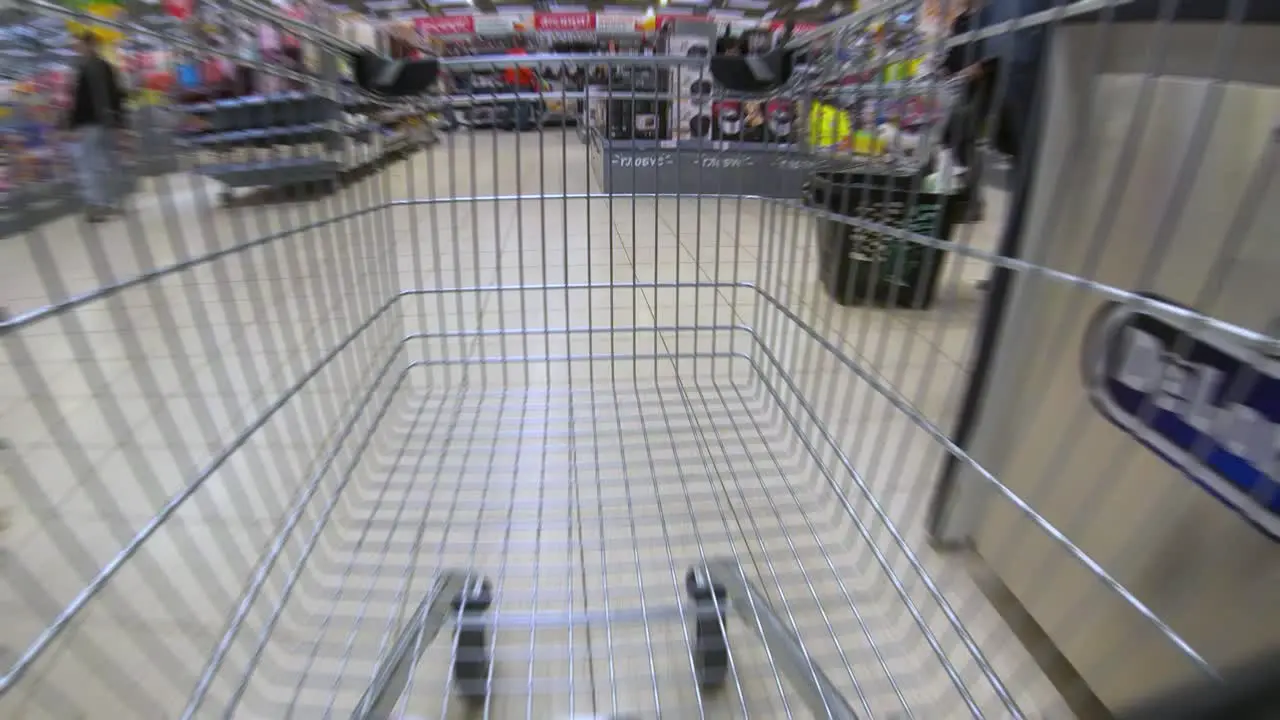 Fast movement of the shopping cart on a supermarket